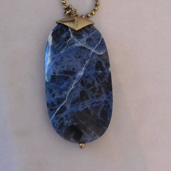 Ladies Pilgrim Blue Marble Stone Necklace - Picture 3 of 4